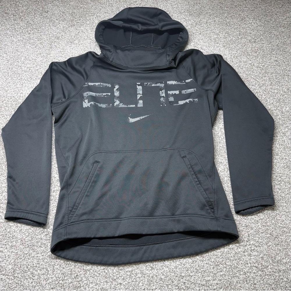 Men’s Nike Elite Dri-Fit Medium M Solid Black Thermal Center Swoosh‎ Hoodie